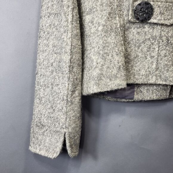 Robert Kitchen Gray Wool Blend Cropped Peacoat Jacket - Size 12 - Picture 9 of 13